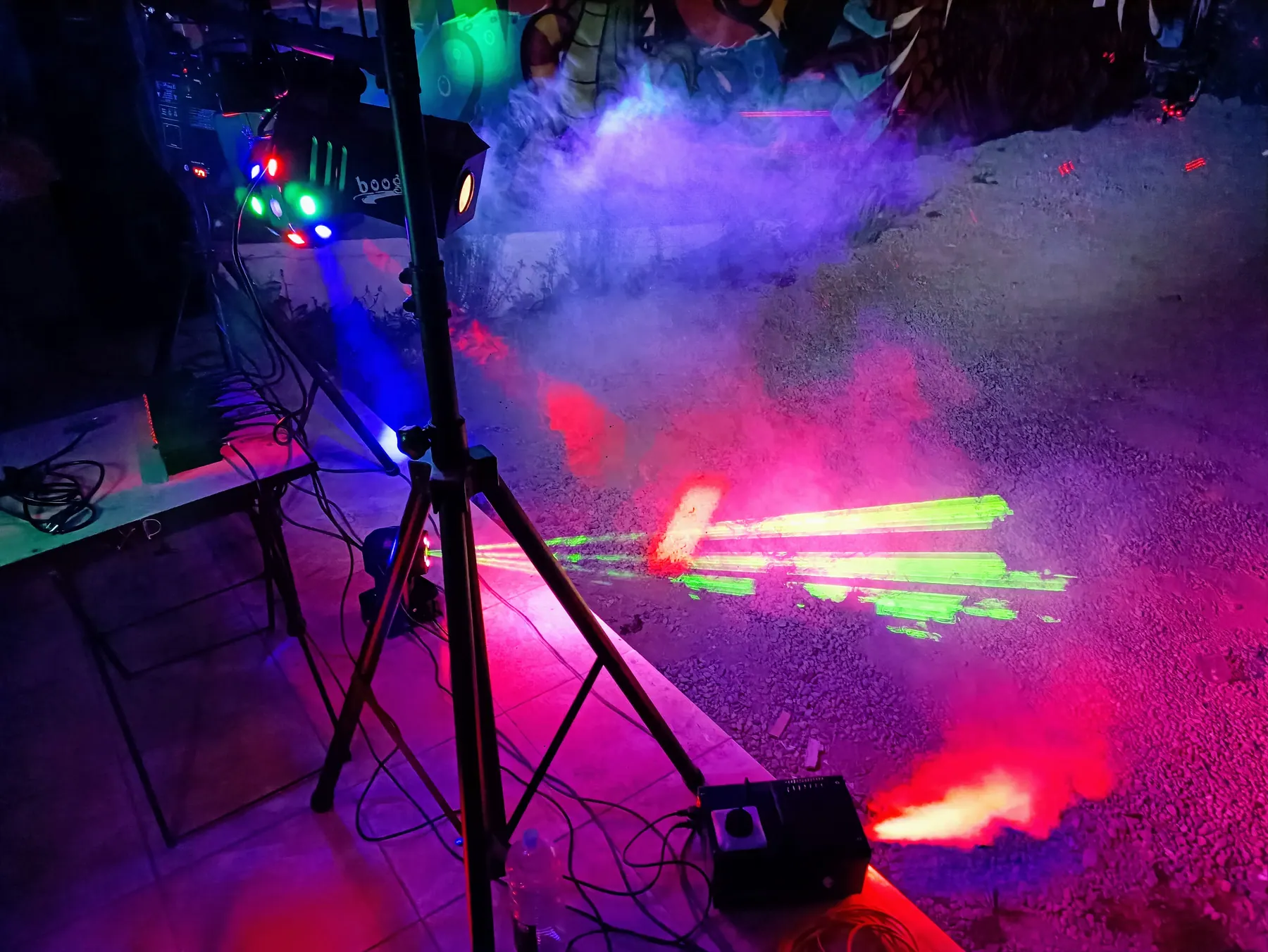 Efectos de humo, color y láser
